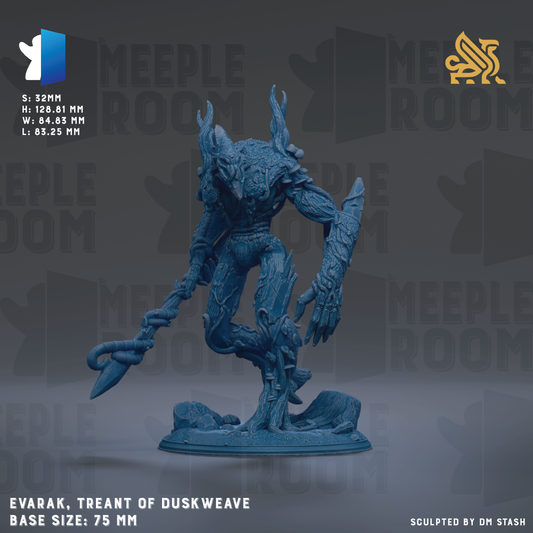 The image is a 3D model of a blue, fantastical creature with horns and a long, curved weapon, likely a character from a video game or fantasy setting. The creature is standing on a base and appears to be the focus of the image. The image does not contain any text, and the creature is the main subject.