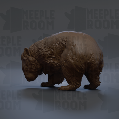 A 3D rendering of a bear statue, with the text "MEUPLE ROOM" repeated in the background.