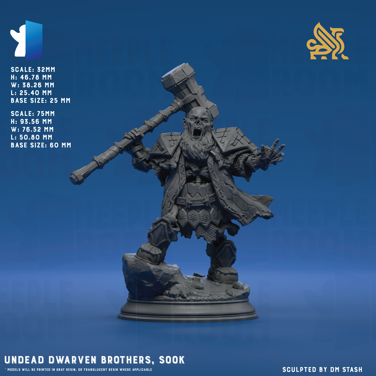 Undead Dwarven Brothers by DM Stash | Miniature | TTRPG | Unpainted | Print on Demand