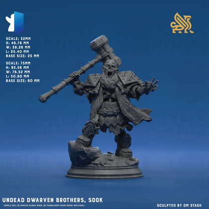 Undead Dwarven Brothers by DM Stash | Miniature | TTRPG | Unpainted | Print on Demand