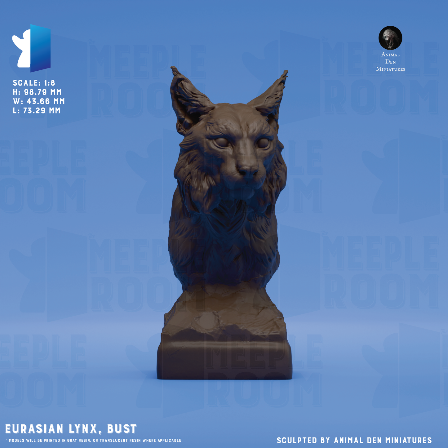 Eurasian Lynx, Bust by Animal Den Miniatures | Bust | Display Figure | Unpainted | Print on Demand