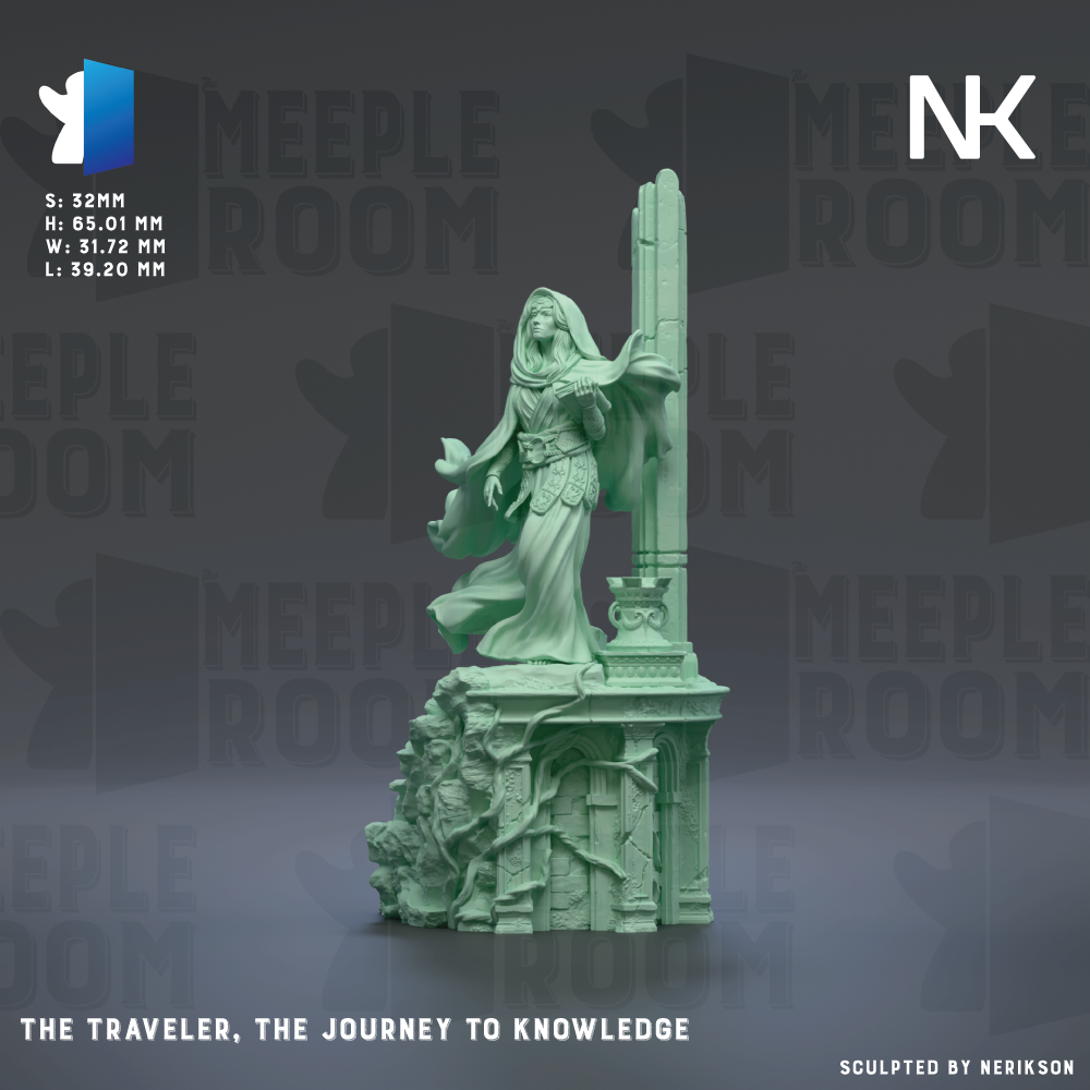 a statue of a woman with a long, flowing dress standing on a pedestal, holding a book. The statue is set against a dark background with the text "MEIPLE ROOM" repeated multiple times. The image is described as a "collage of multiple images" and "the journey to knowledge" without providing specific details about each individual image.