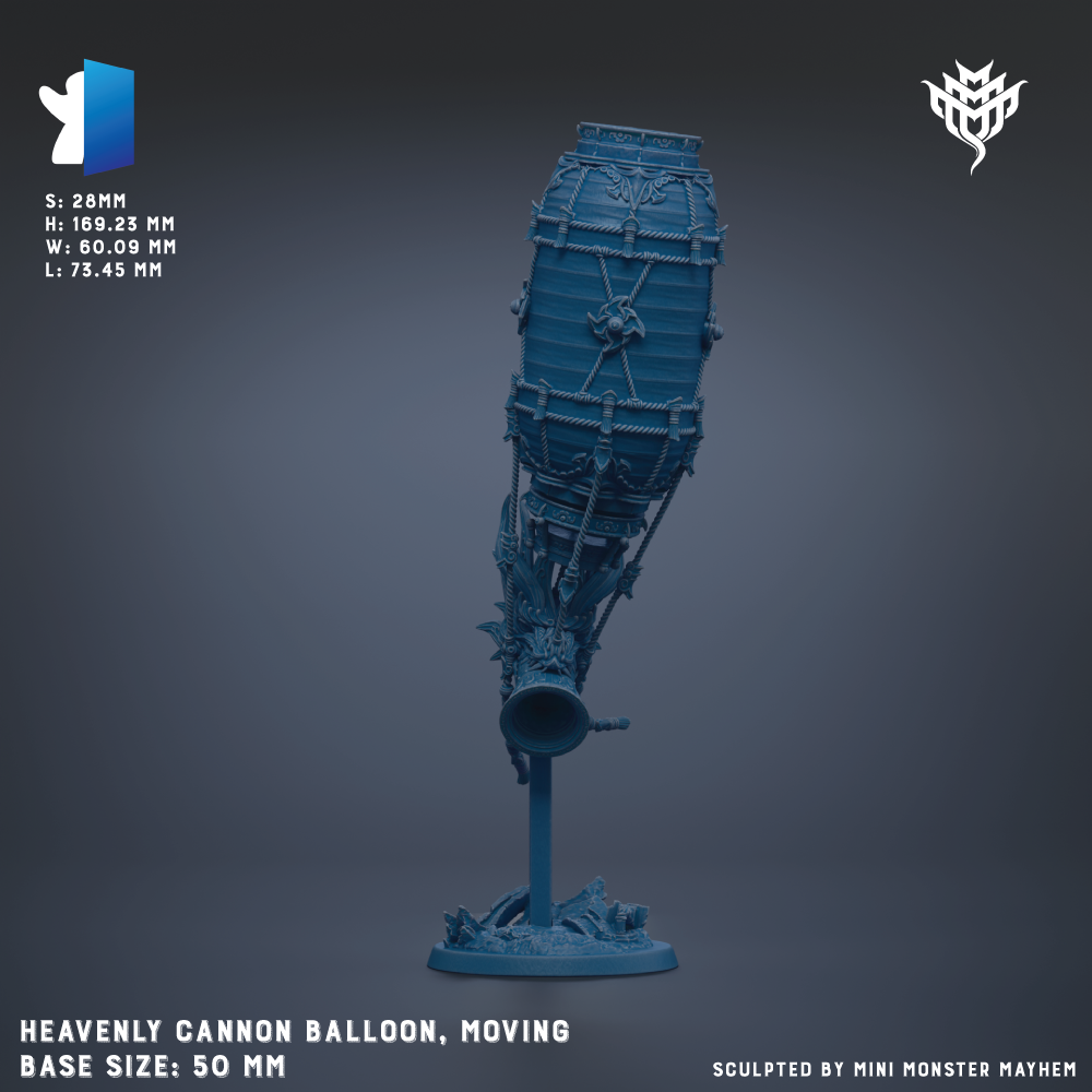 The image is a 3D rendering of a blue cannonball-like object, which appears to be a moving cannonball. The object is depicted in a stationary position, with its base size being 50 millimeters. The image is a 3D model of a cannonball, and it is a moving cannonball.