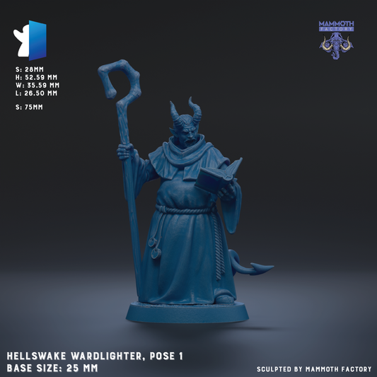 A blue figurine of a monk or wizard holding a staff and a book, standing against a dark background.