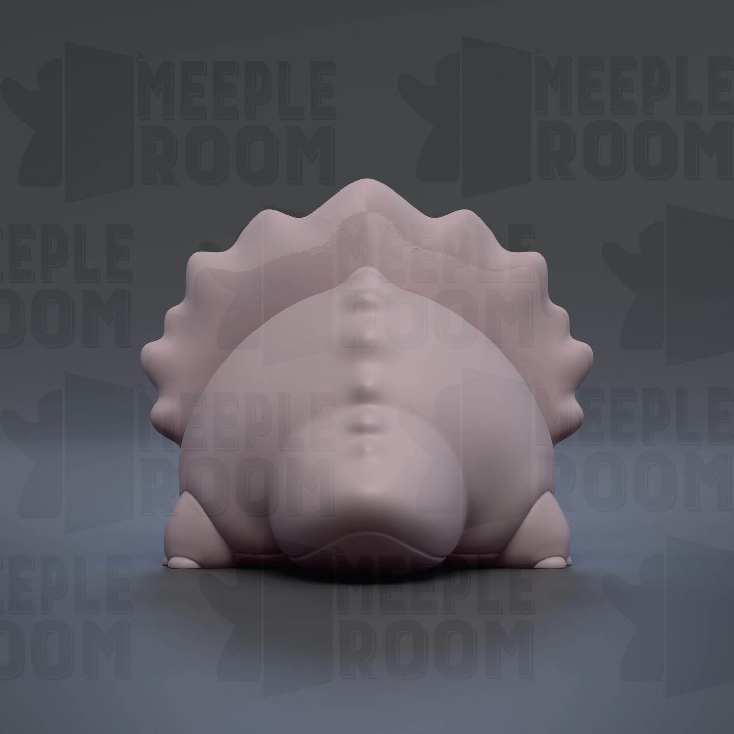 A 3D rendering of a pink, fluffy object resembling a small, furry creature or animal.