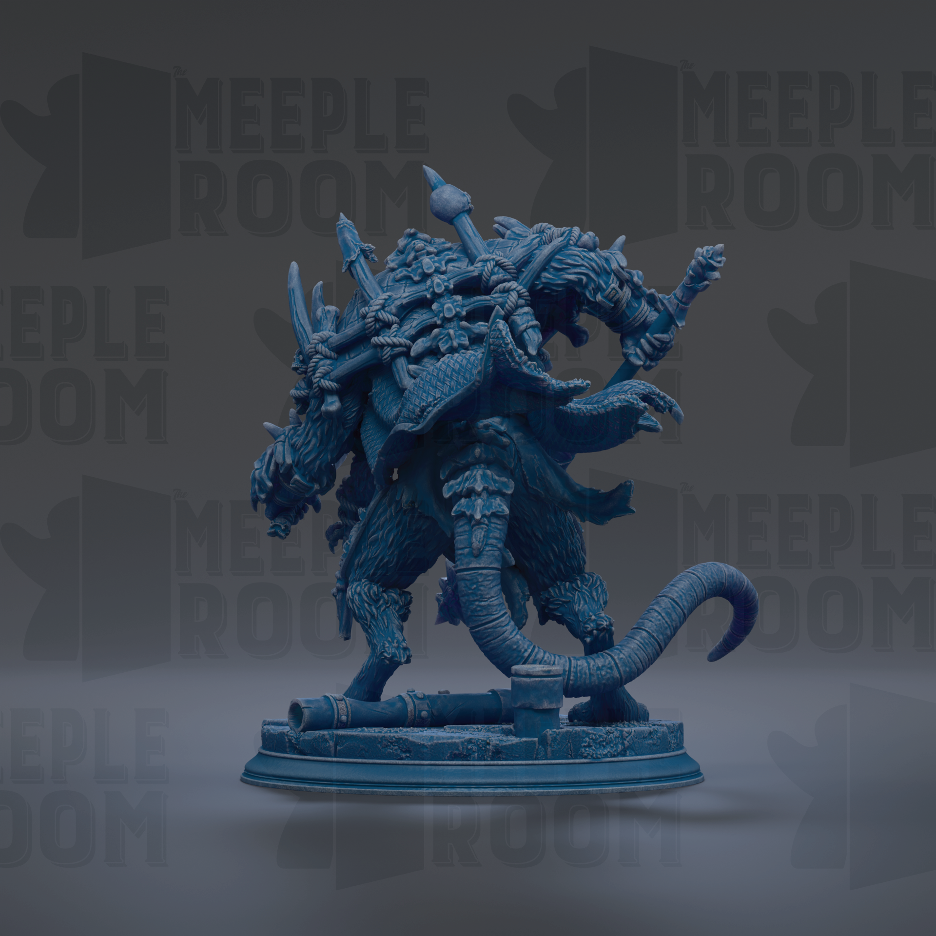 A detailed 3D model of a fantastical creature, possibly a dragon or serpent, with intricate details and a blue color scheme.