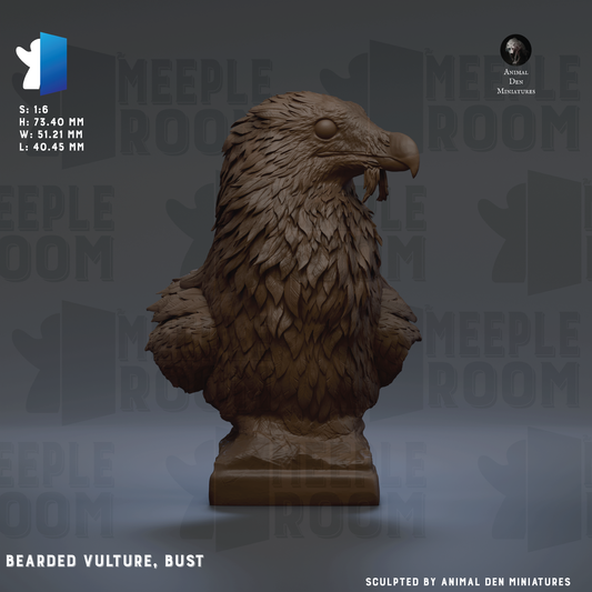 The image is a 3D rendering of a bust of a bird, specifically a vulture, with intricate details and textures.