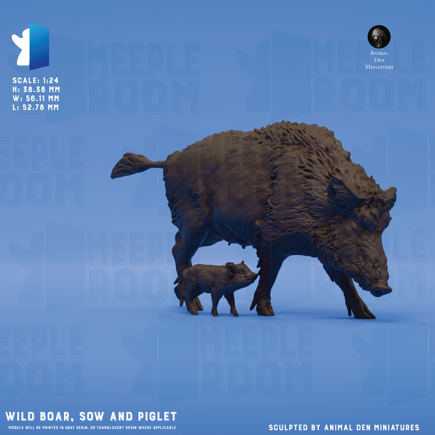 Wild Boar by Animal Den Miniatures | Model Kit | Scale Model | Unpainted | Print on Demand