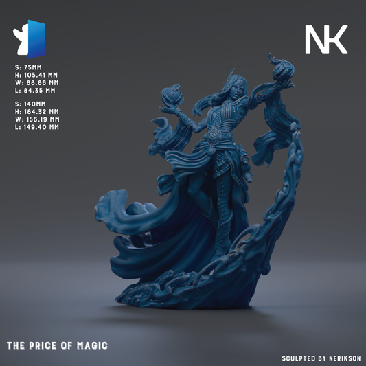 a figurine of a woman with a flowing dress and a crown, standing on a wave-like base. The figurine is blue in color and appears to be made of a material that resembles metal or clay. The image is described as a sculpture of a woman, and it is shown against a dark background. The price of the sculpture is listed as $5,75,000.