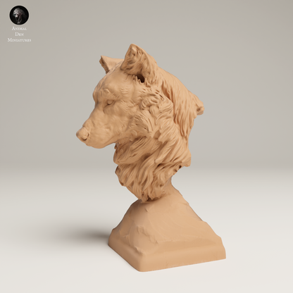 a sculpture of a dog's head on a white background