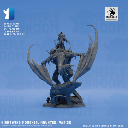 Nightwing Mourner, Mounted by Rescale Miniatures | Miniature | TTRPG | Unpainted | Print on Demand