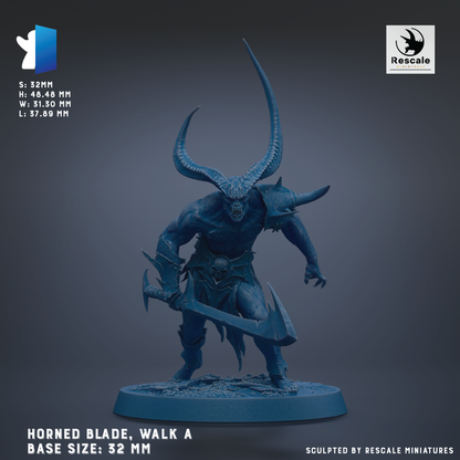 a horned blade, a base size of 32 mm, and a base size of 18 mm.