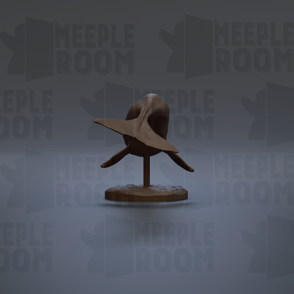 a 3D rendering of a whale sculpture, with the text "MEUPLE ROOM" repeated in the background.