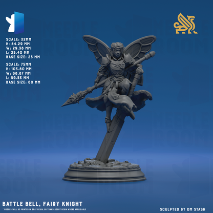Battle Bell, Fairy Knight by DM Stash | Miniature | TTRPG | Unpainted | Print on Demand