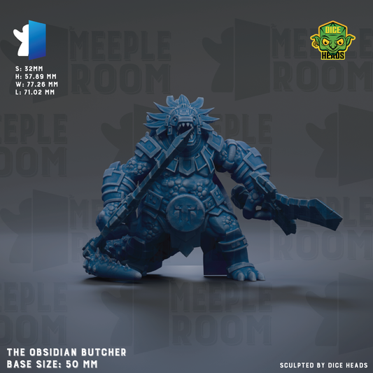 a large, blue, armored figure with a sword, likely representing a character from a fantasy or adventure game.