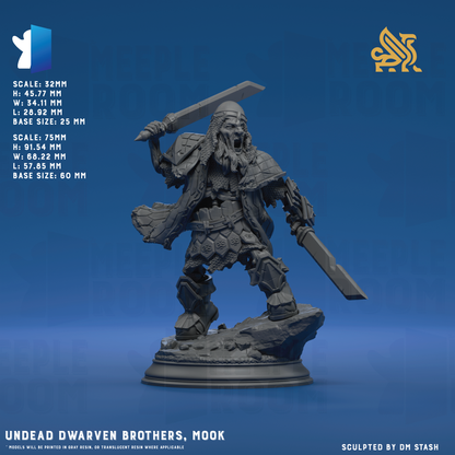 Undead Dwarven Brothers by DM Stash | Miniature | TTRPG | Unpainted | Print on Demand