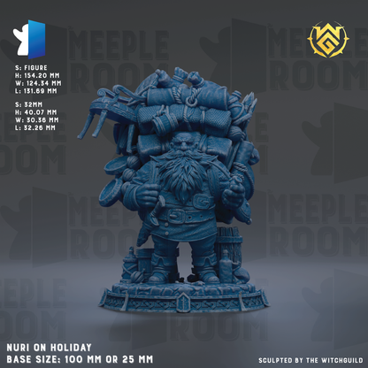 a blue statue of a man with a large head