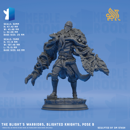 The Blight's Warriors, Blighted Knights by DM Stash | Miniature | TTRPG | Unpainted | Print on Demand