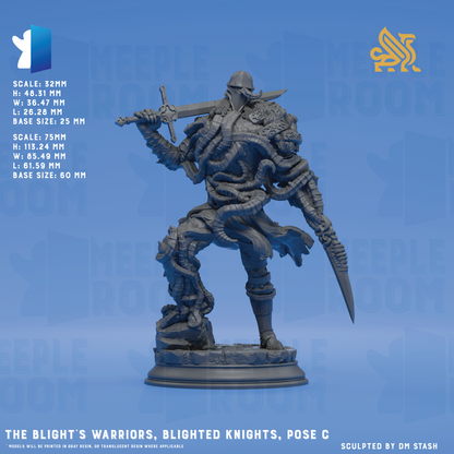 The Blight's Warriors, Blighted Knights by DM Stash | Miniature | TTRPG | Unpainted | Print on Demand