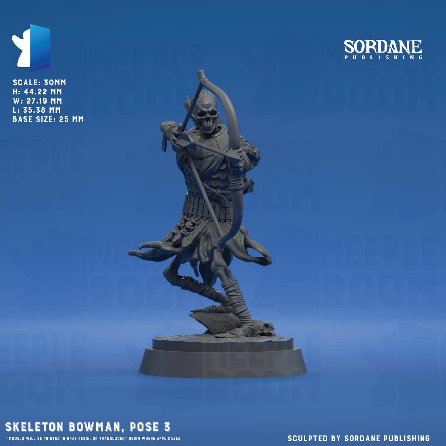 Skeleton Bowman by Sordane Publishing | Miniature | TTRPG | Unpainted | Print on Demand