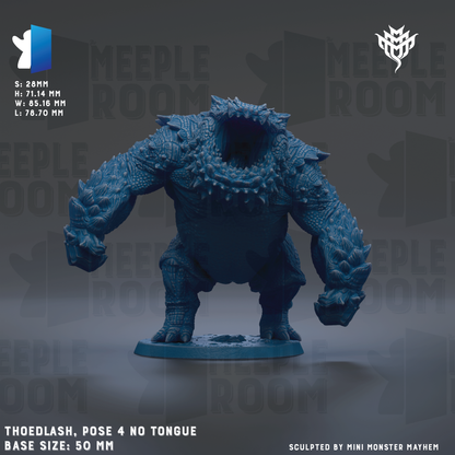 a blue, 3D-rendered monster figurine with a pose that includes a 4-tonne tongue. The base size of the figurine is 50 millimeters. The image is a collage of various images, and it is described as a "collage of multiple images" and "collage of images" without providing specific details about each individual image.