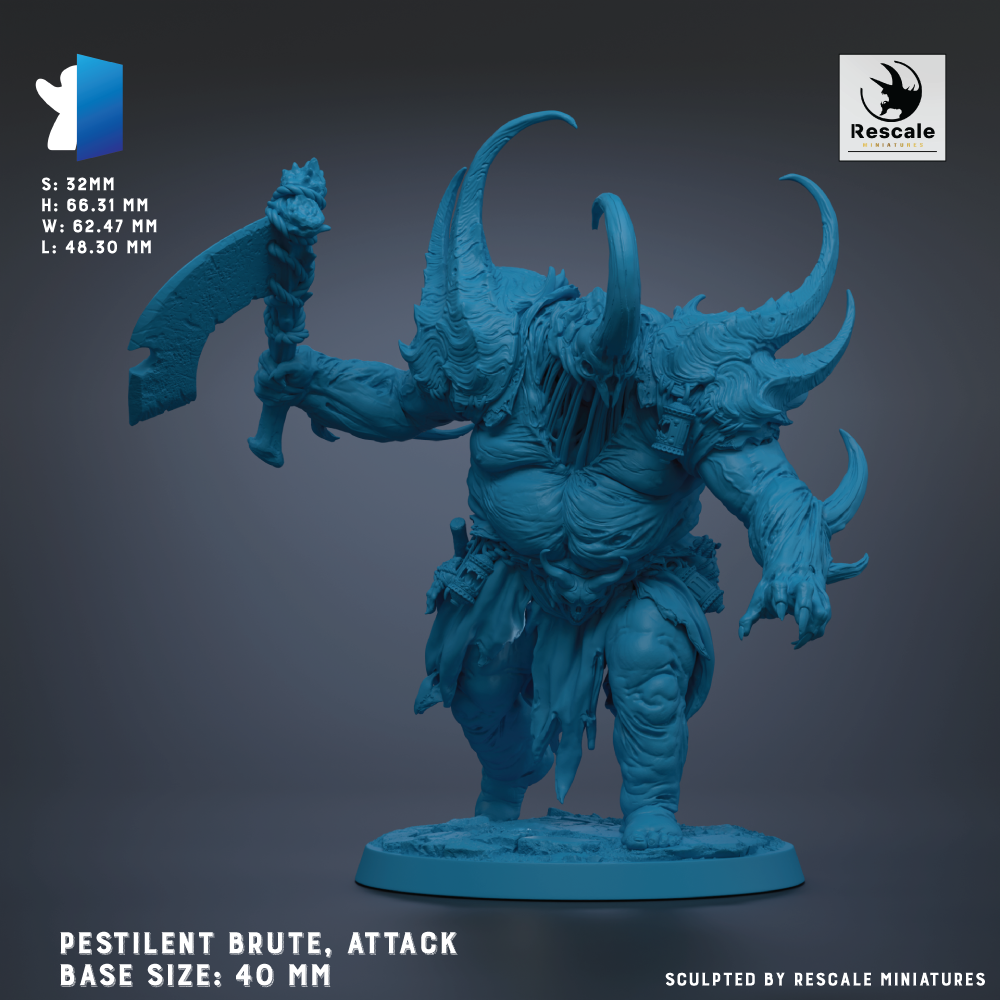 a large, detailed statue of a pestilent beast, specifically an attack base size of 40 mm.