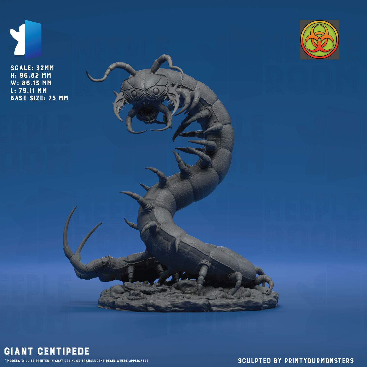 Giant Centipede by PrintYourMonsters | Miniature | TTRPG | Unpainted | Print on Demand