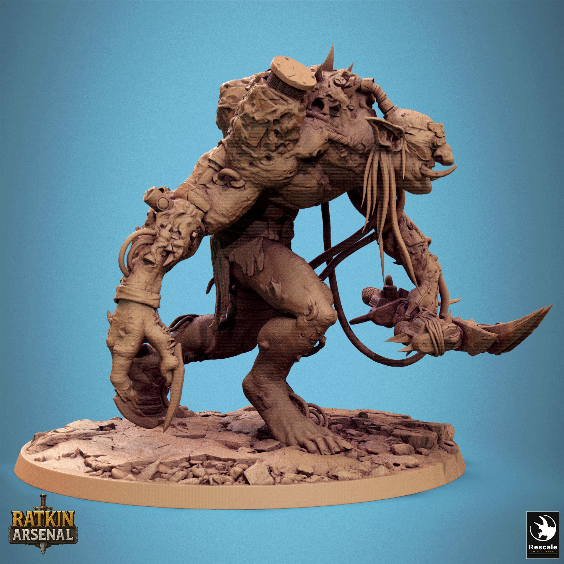 a large, detailed, and intricate statue of a creature with a fierce expression, standing on a rocky base.