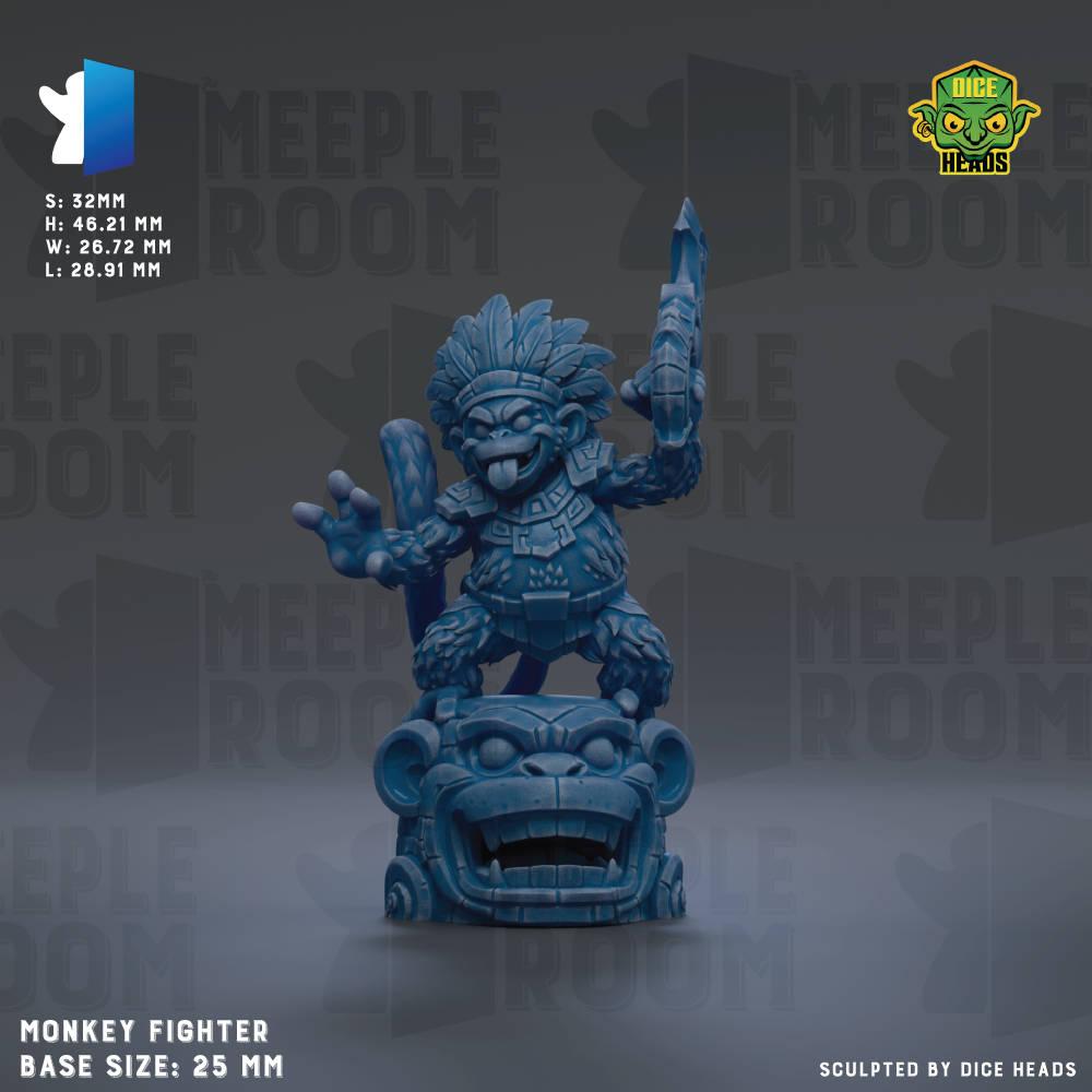 a figurine of a monkey fighter, with the base size of 25mm.
