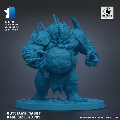 A 3D model of a character resembling a guttOWN, a character from the video game Gutspawn, displayed in a sculpted form.