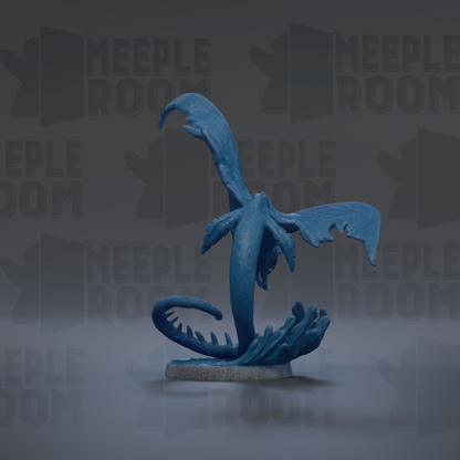 A blue dragon figurine is depicted in the center of the image, with the text "MEUPLE ROOM" repeated in the background.