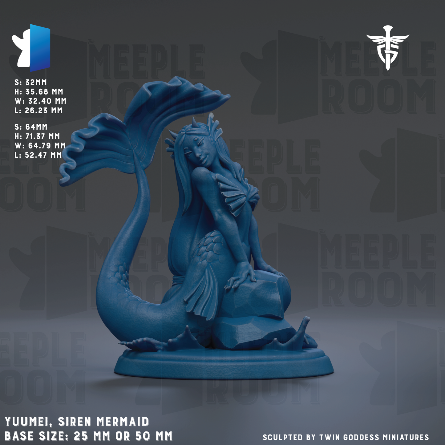 a blue mermaid figurine, specifically a Siren mermaid, with a detailed design and a realistic appearance.