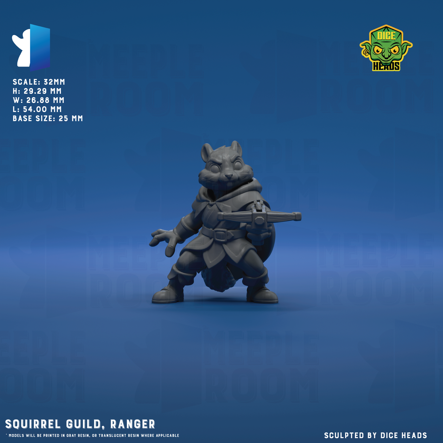 Squirrel Guild by Dice Heads | Miniature | TTRPG | Unpainted | Print on Demand