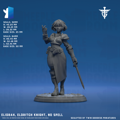 Elidrah, Eldritch Knight by Twin Goddess Miniatures | Miniature | TTRPG | Unpainted | Print on Demand