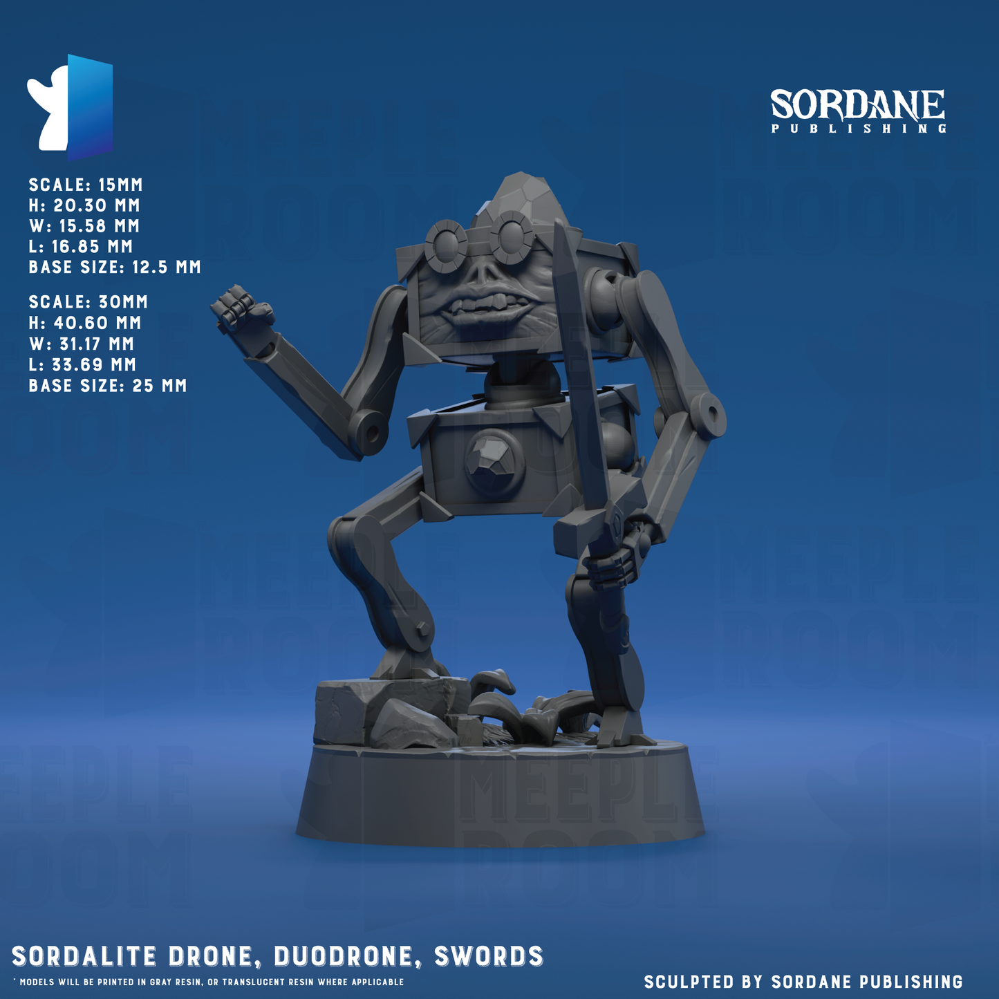 Sordalite Drone, Duodrone by Sordane Publishing | Miniature | TTRPG | Unpainted | Print on Demand
