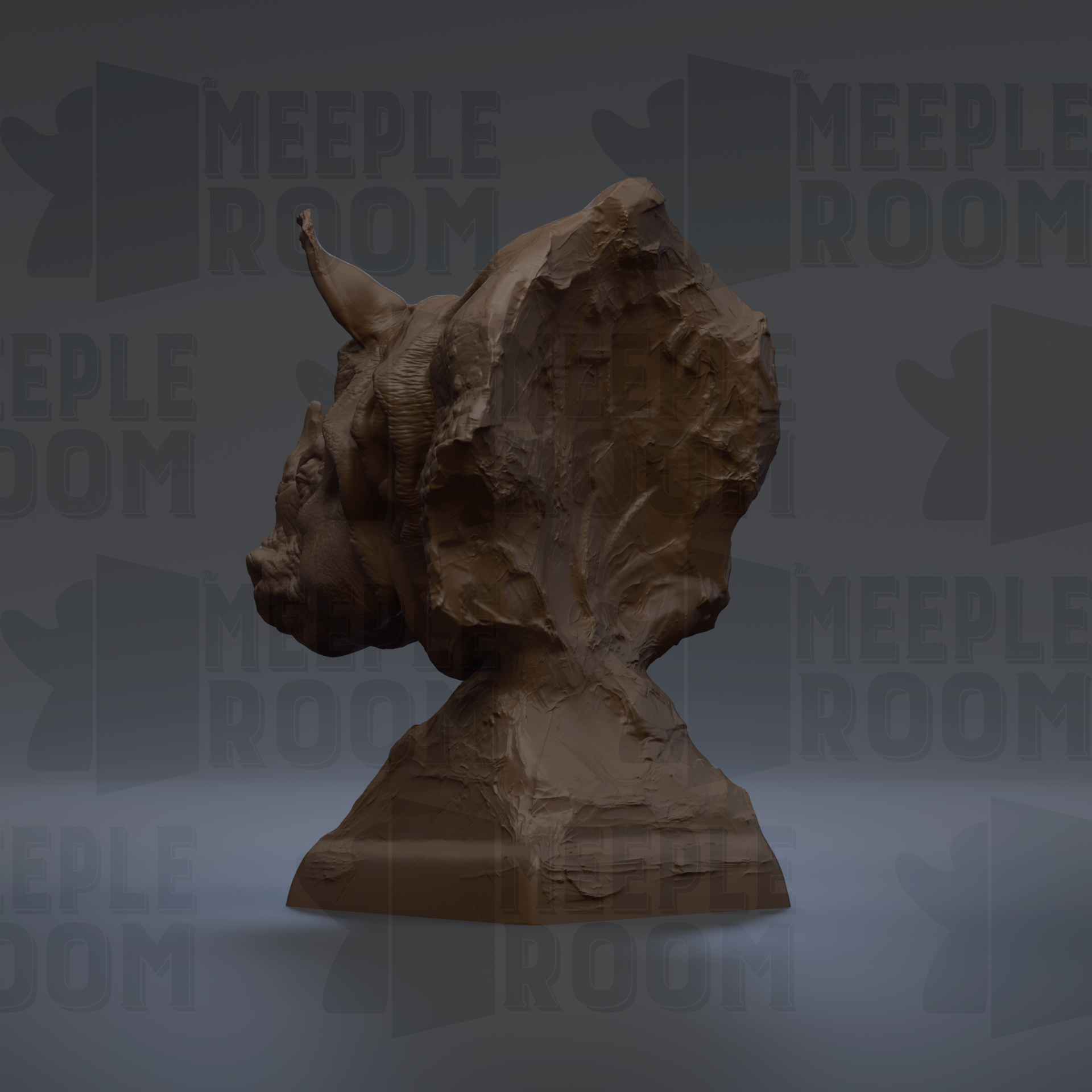 a sculpture of a bull's head, which is the main focus of the image.