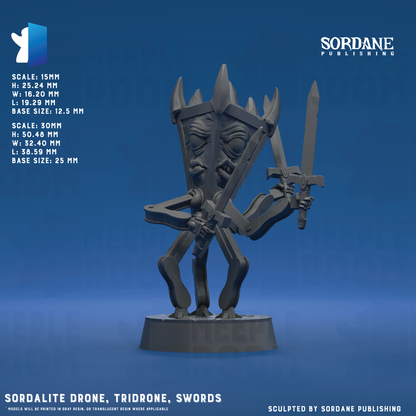 Sordalite Drone, Tridrone by Sordane Publishing | Miniature | TTRPG | Unpainted | Print on Demand