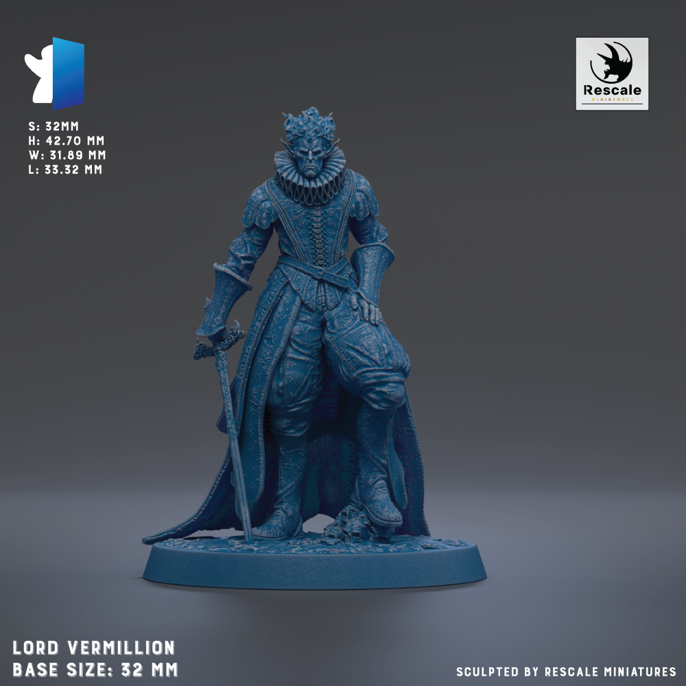 A 3D model of a blue armored figure, likely a character from a fantasy or science fiction setting, standing on a base.