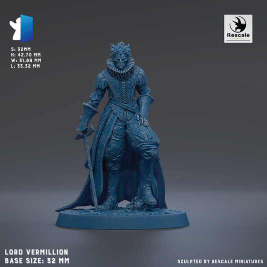 A 3D model of a blue armored figure, likely a character from a fantasy or science fiction setting, standing on a base.
