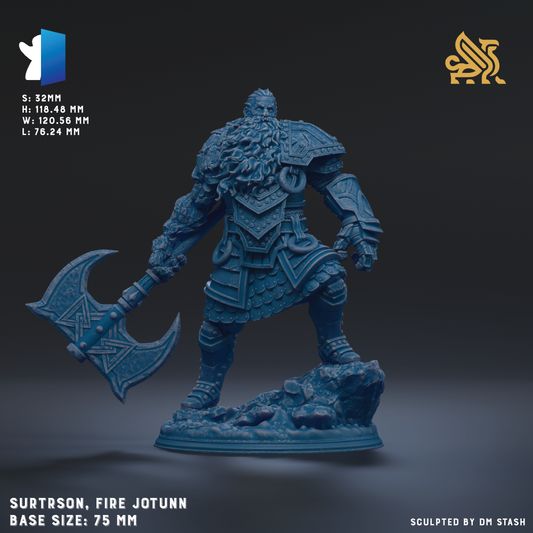 A 3D model of a blue armored warrior figure holding a large weapon, likely a sword or axe, with a detailed design and intricate details.