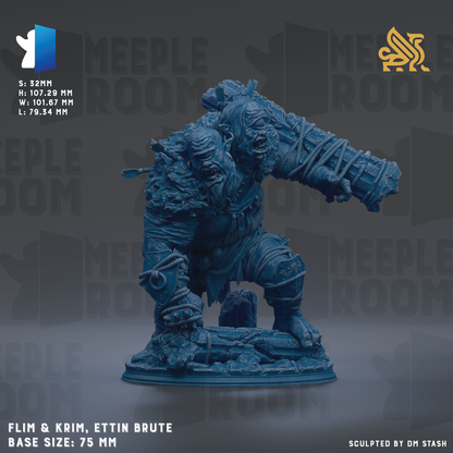 A blue figurine of a monster-like creature with a large head and extended arms, standing on a base.
