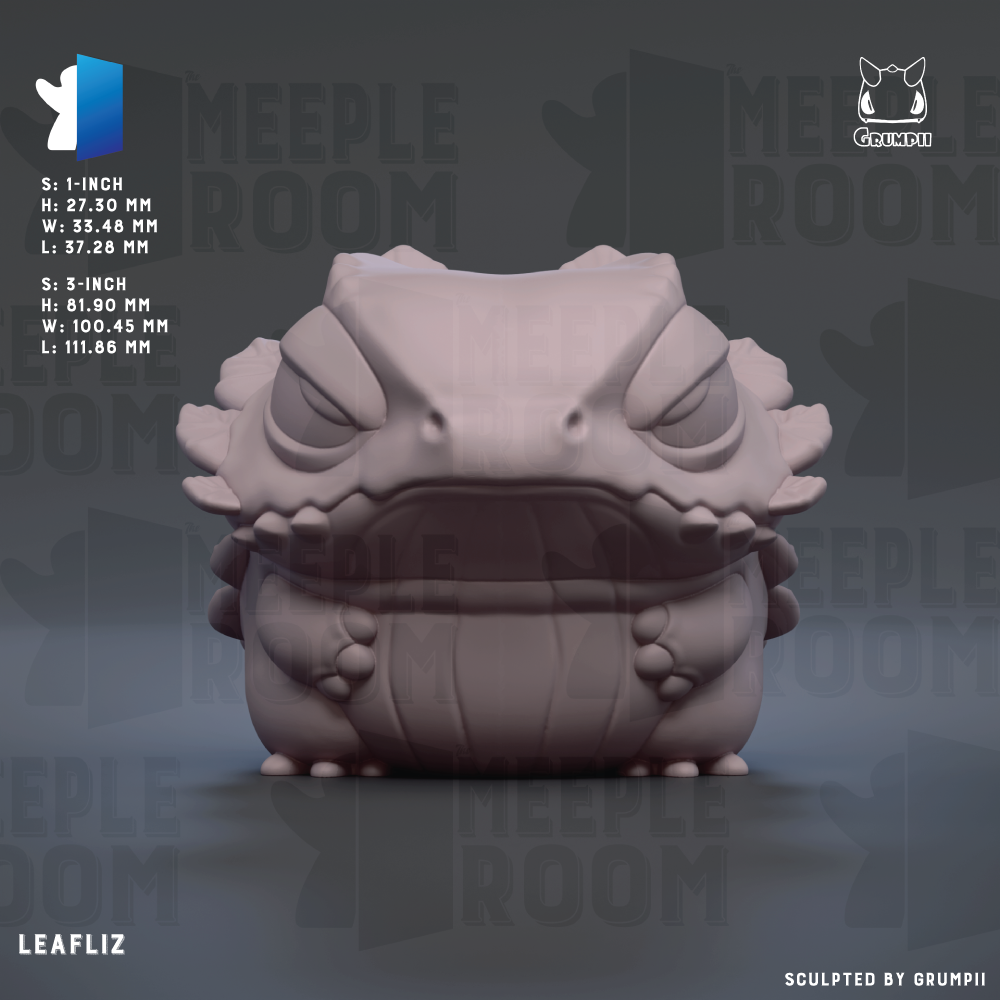 The image is a 3D rendering of a small, cartoonish creature resembling a frog or salamander. The creature has a large head and is positioned in the center of the image. The background of the image is dark, which contrasts with the creature and makes it stand out. The creature appears to be made of a material that resembles clay or a similar organic shape. The image does not contain any text or additional objects, and the creature is the sole focus of the image.