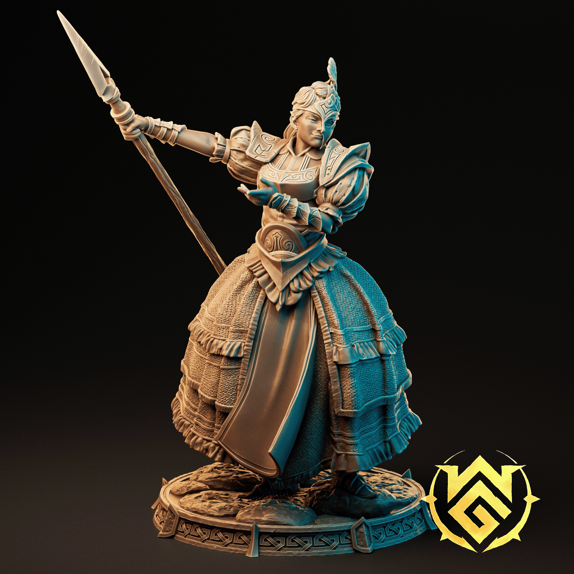 a statue of a woman with a sword