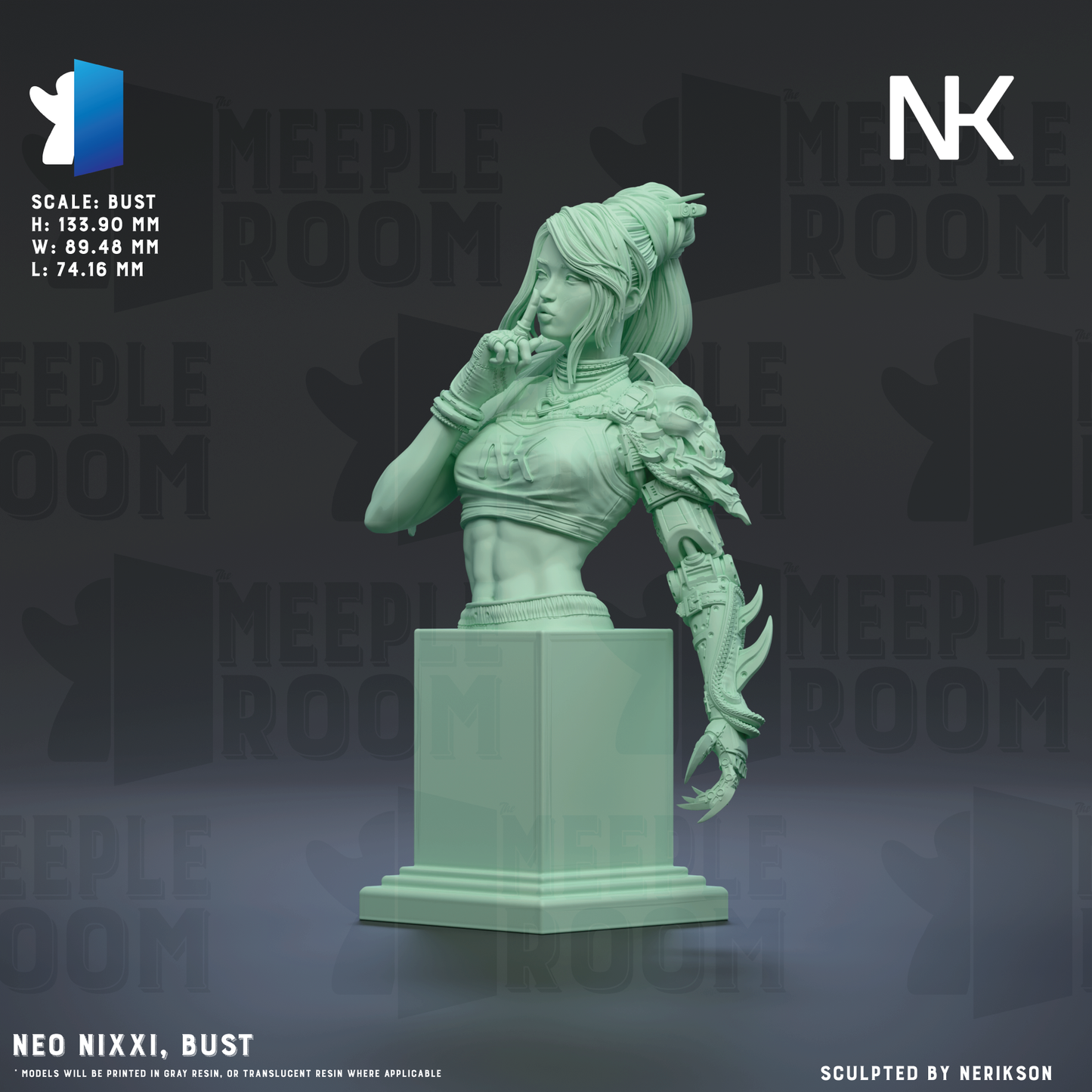 Neo Nixxi, Bust by Nerikson | Miniature | TTRPG | Unpainted | Print on Demand