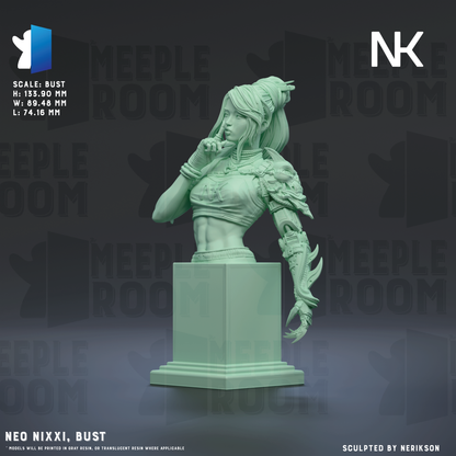 Neo Nixxi, Bust by Nerikson | Miniature | TTRPG | Unpainted | Print on Demand