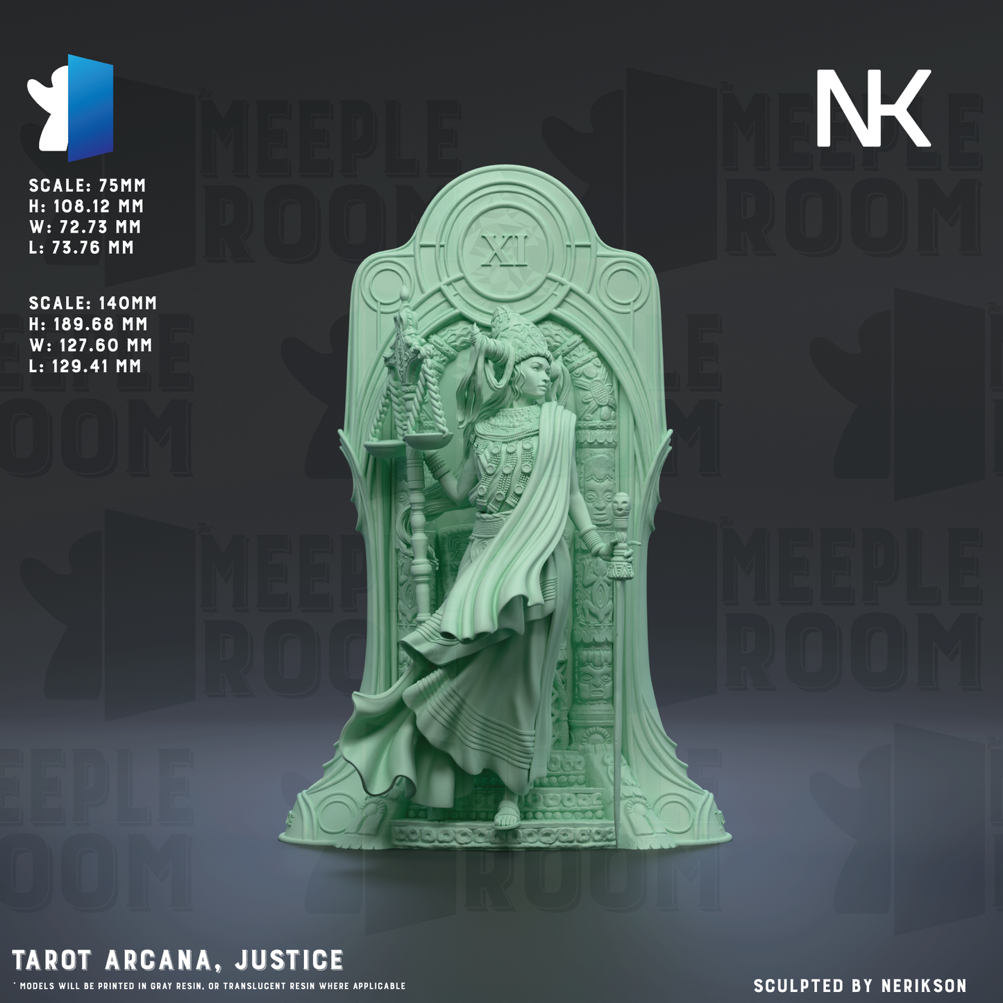 Tarot Arcana, Justice by Nerikson | Miniature | TTRPG | Unpainted | Print on Demand