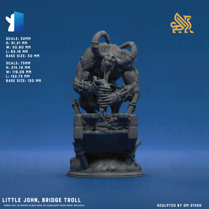 Little John, Bridge Troll by DM Stash | Miniature | TTRPG | Unpainted | Print on Demand