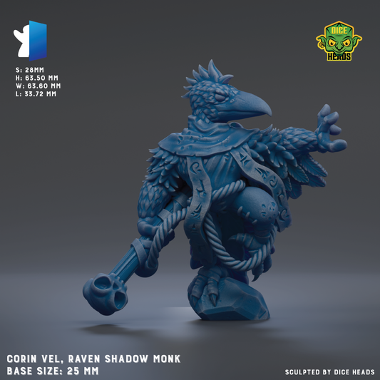 a blue, winged creature with a pointed beak, possibly a dragon or a similar mythical creature, holding a weapon and standing on a rock.