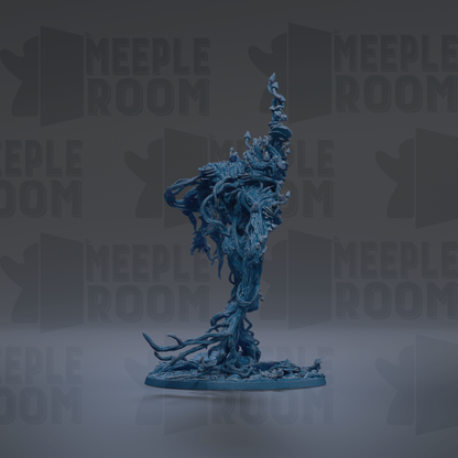 a large, intricate blue sculpture with a complex, organic design.