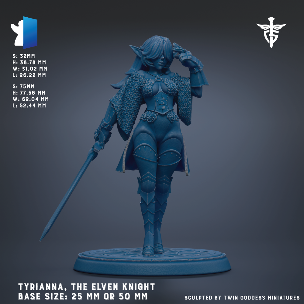 a female character in a blue armored outfit, holding a sword, and standing on a platform.